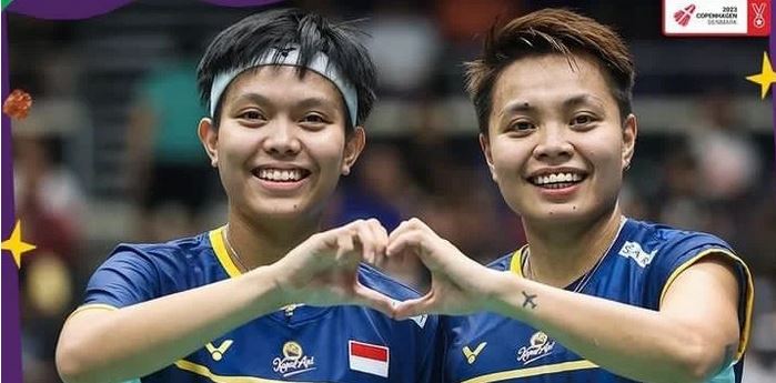 Pasangan ganda putri Indonesia, Apriyani Rahayu/Siti Fadia Silva Ramadhanti meraih medali perak pertama dalam 28 tahun pada ajang Kejuaraan Dunia BWF 2023 yang berlangsung di Copenhagen, Denmark, Minggu 27 Agustus 2023/IST.