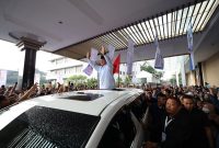 Calon presiden nomor urut dua Prabowo Subianto Menghadiri acara Deklarasi Nasional Gerakan Muslim Persatuan Indonesia Cinta Tanah Air (Gempita) di Grand Sudirman Ballroom. (Dok. Tim Media Prabowo-Gibran)