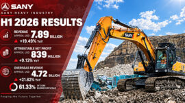 SANY Heavy Industry Catat Pertumbuhan Pendapatan 19,49% pada Semester I-2026, Pendapatan Luar Negeri Capai 61,33%
